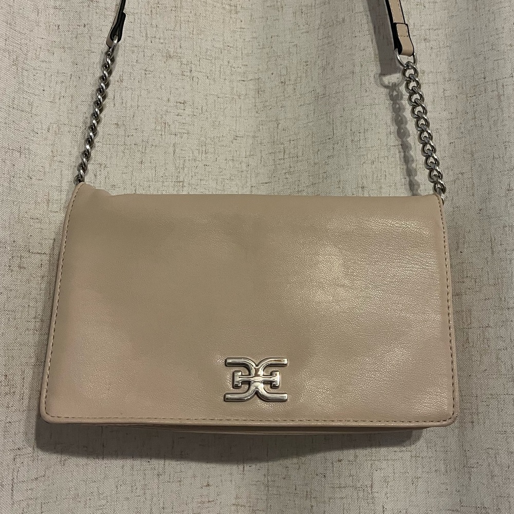 Sam Edelman B10110 Womens Rose Flap Ivory Tan Shoulder Bag